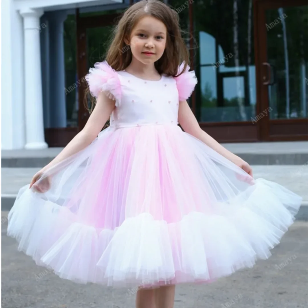 

Luxury train Lace Applique Flower Girl Dresses Sleeveless Princess Little Girls Pageant Holy Communion Birthday Party Dresses