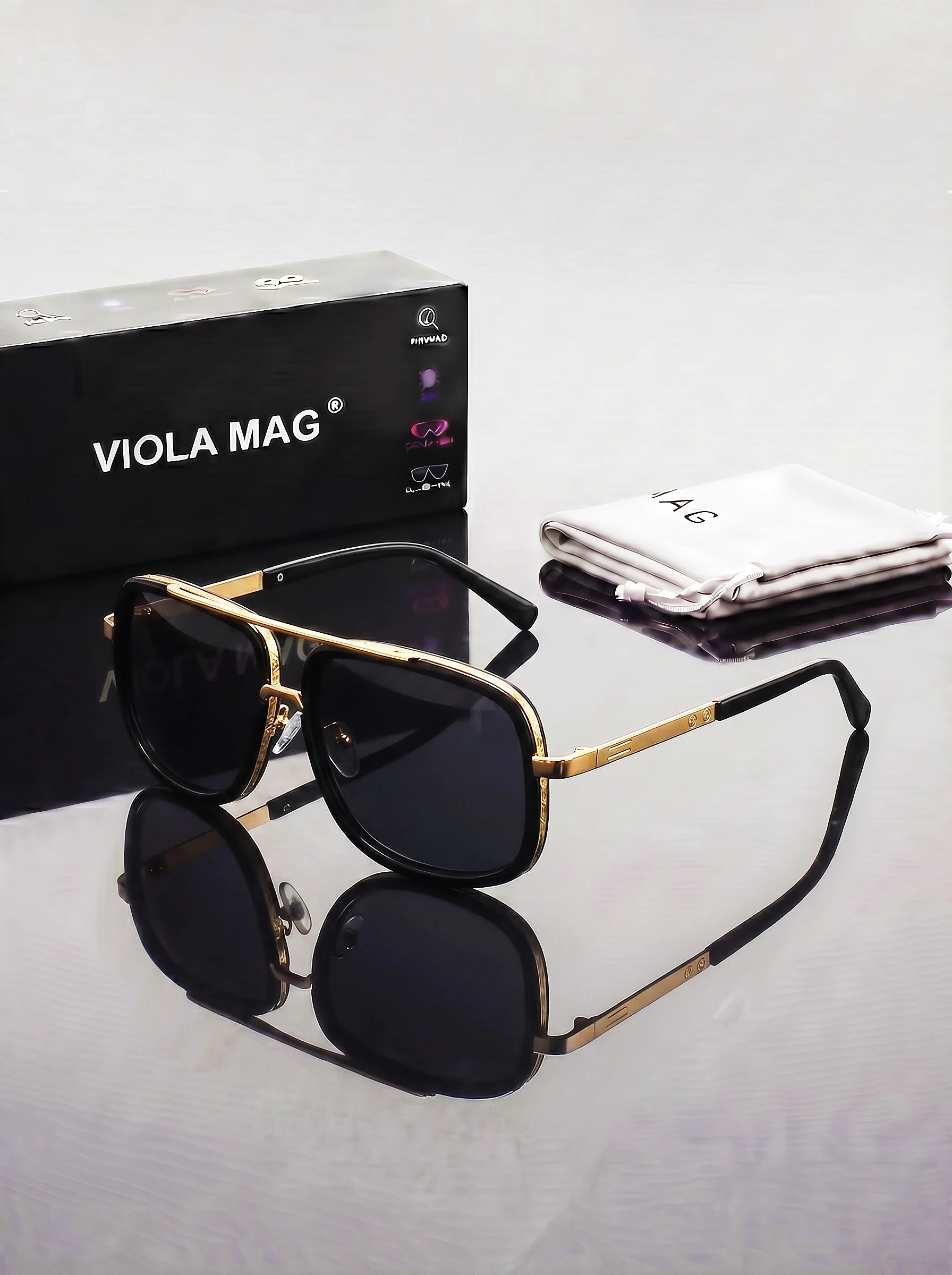 Luxury Retro Double Bridge Aviator Sunglasses - Premium Fashion Designer Shades with Protective Velvet