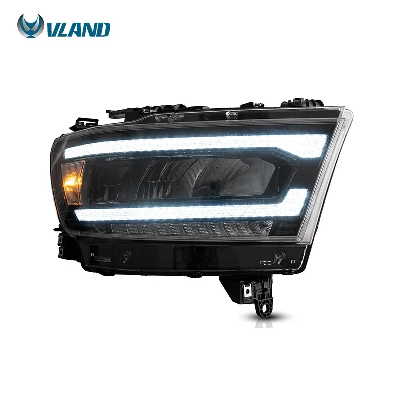 공장 전체 LED 헤드라이트 2019 2020 2021 자동차 조명, 순차 방향 지시등, 5 번째 블랙 프론트 헤드 램프, 닷지 램 1500