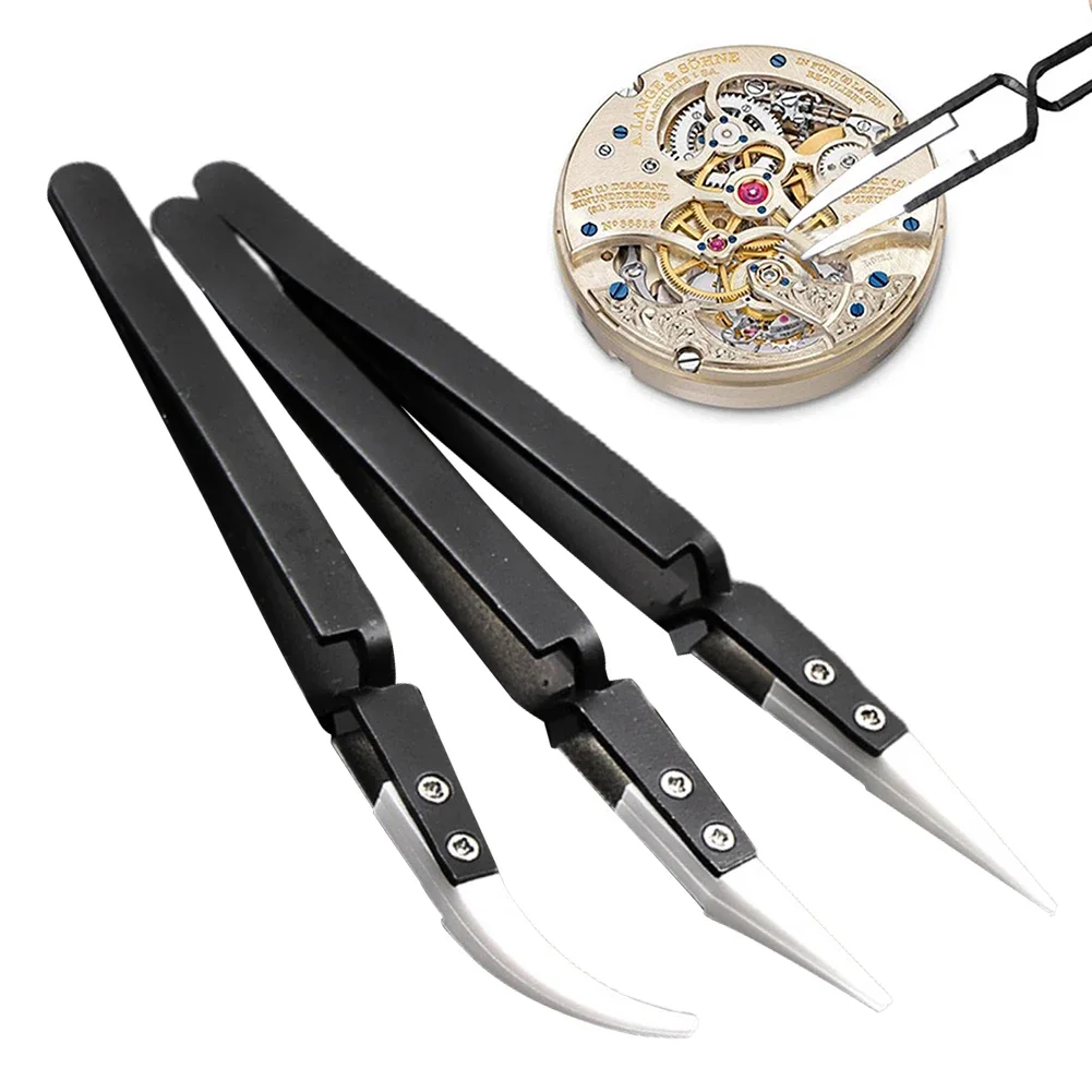 1PieceNonConductiveCeramicTweezersAntiStaticReverseTweezer