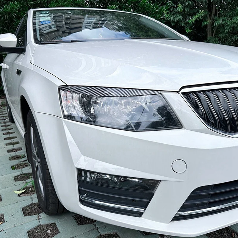 Car Front Headlight Cover Head Light Lamp Eyelid Eyebrow Trim ABS For Skoda Octavia MK3 2015-