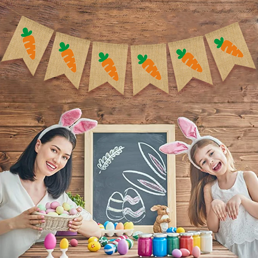 Decorazioni Banner Happy Easter Party Supplies Streamers Swallowtail Cute Hanging Ornament Gifts Photo Props Juta