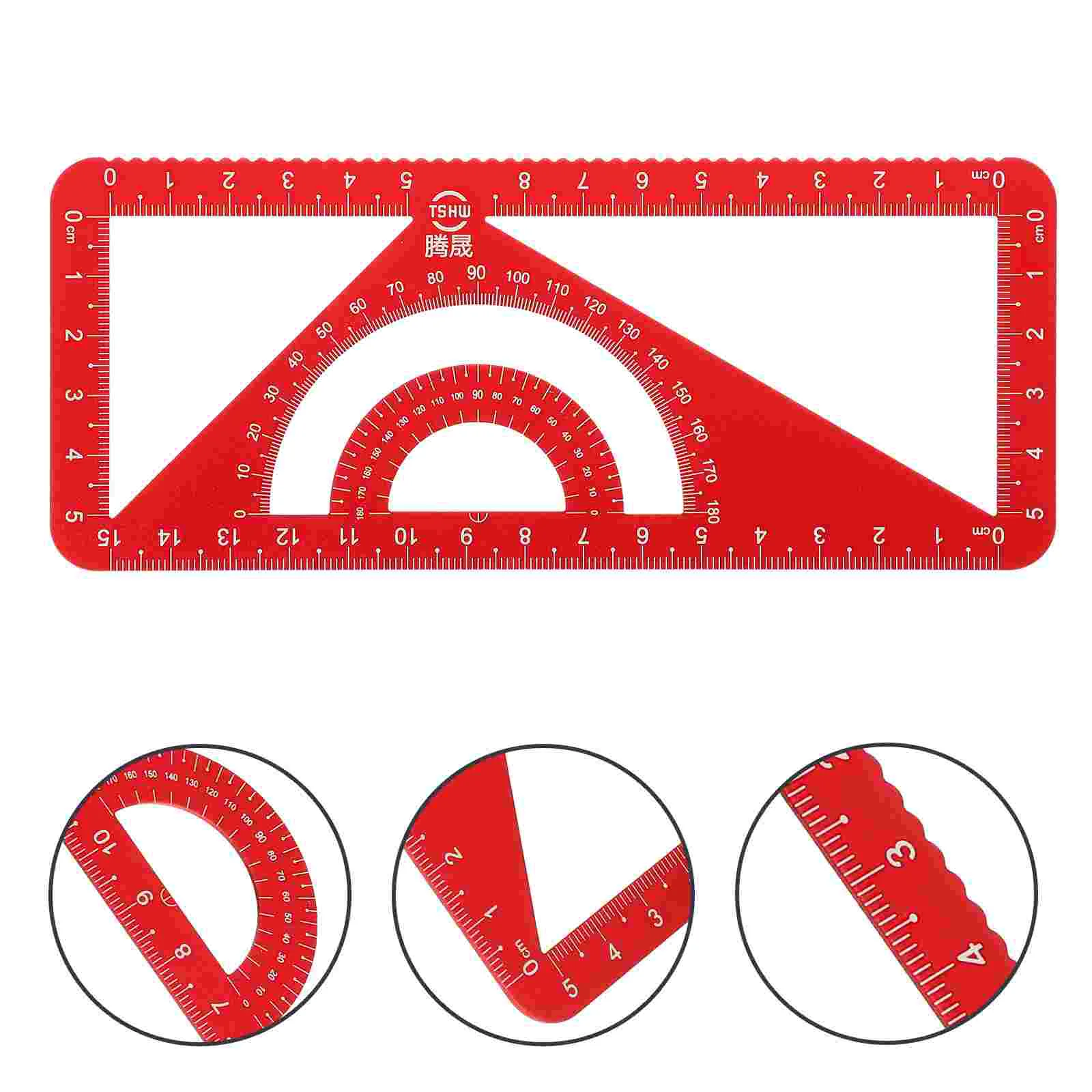 Square And Cartabon Technical Drawing Engineering Scale Ruler Geometry Metal School Stationery Red Aluminum Alloy Drawing