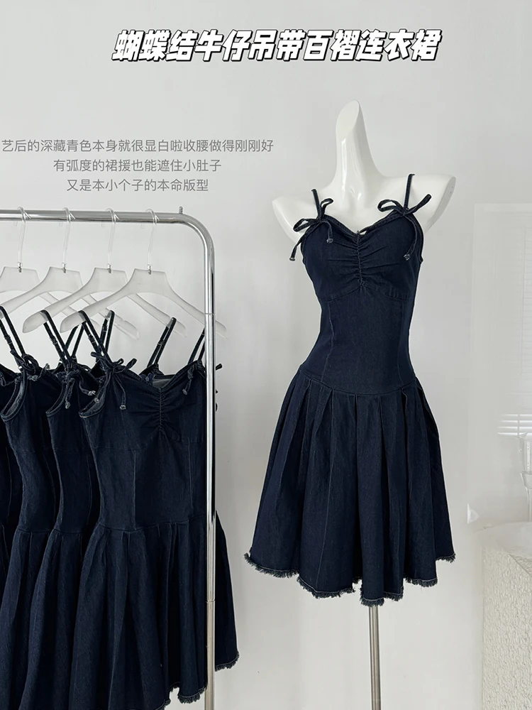 

Летнее корейское винтажное мини-платье из денима в стиле девушки Мори на тонких бретельках женское платье женское цельное вечернее платье в стиле 1920-х годов с изображением старых денег