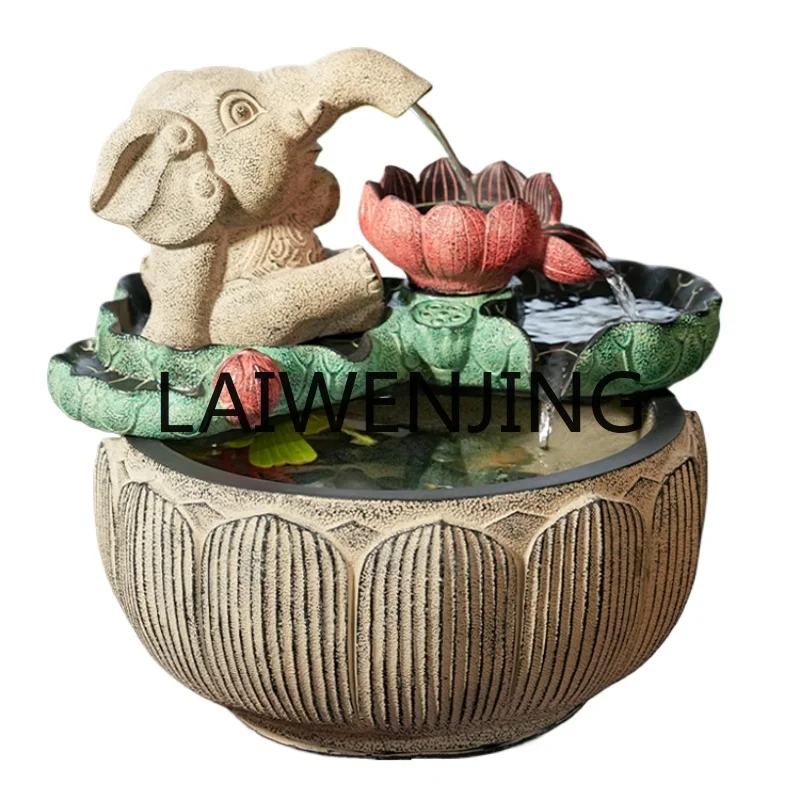 

RWJ Elephant Flowing Water Ornaments Circulating Water Landscape Fengshui Wheel Fish Tank Small Fish Pond