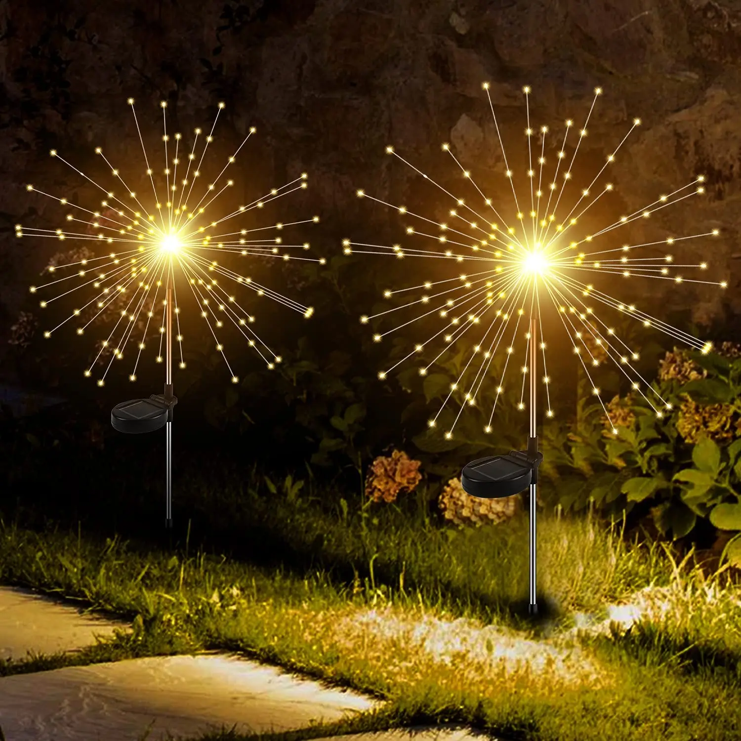 LED Solar Light Outdoor Garden Decoration Fireworks Lights 8 Modes Lighting String Lamp DIY Wedding Decor Fairy Lamps For Patio solar fence post lights