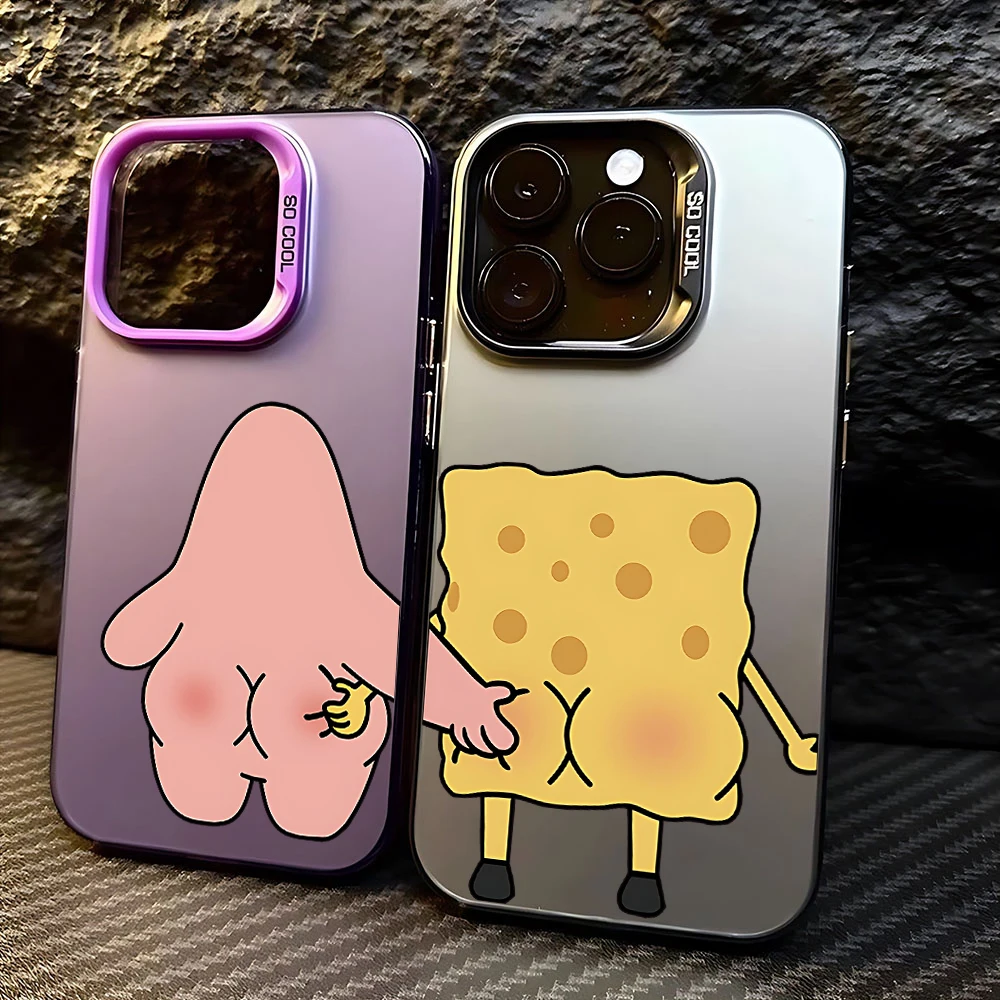 Lustige SpongeBob Po-Drück-und-Lächeln-Handyhülle für Samsung Galaxy S26 S25 S24 S23 S22 S21 FE Ultra Edge Plus 4G 5G – Sturzsichere, matte Schutzhülle