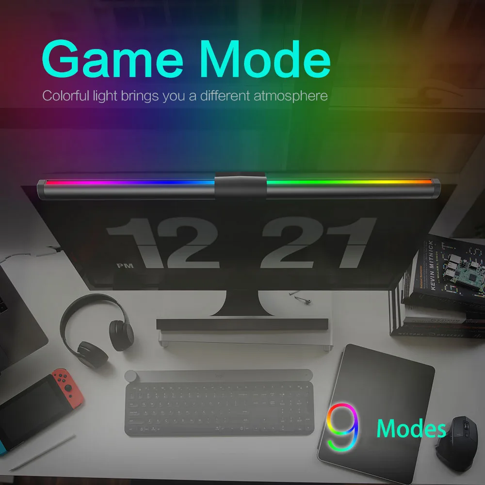 LED Monitor Light Bar Monitor Desk Lamp with RGB Backlight Music Rhythm Ambiance Table Lamp PC Screen Light for Home Office/Game 2