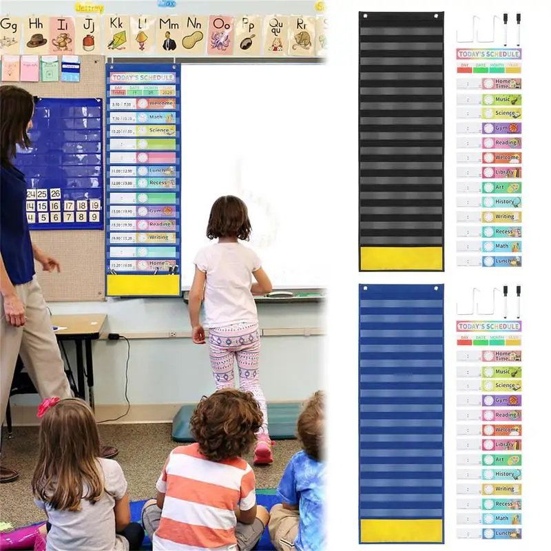 

Daily Schedule Pocket Chart School Classroom Home 151 Kids Calendar Hanging Bag Door Wall Mount Schedule Pocket