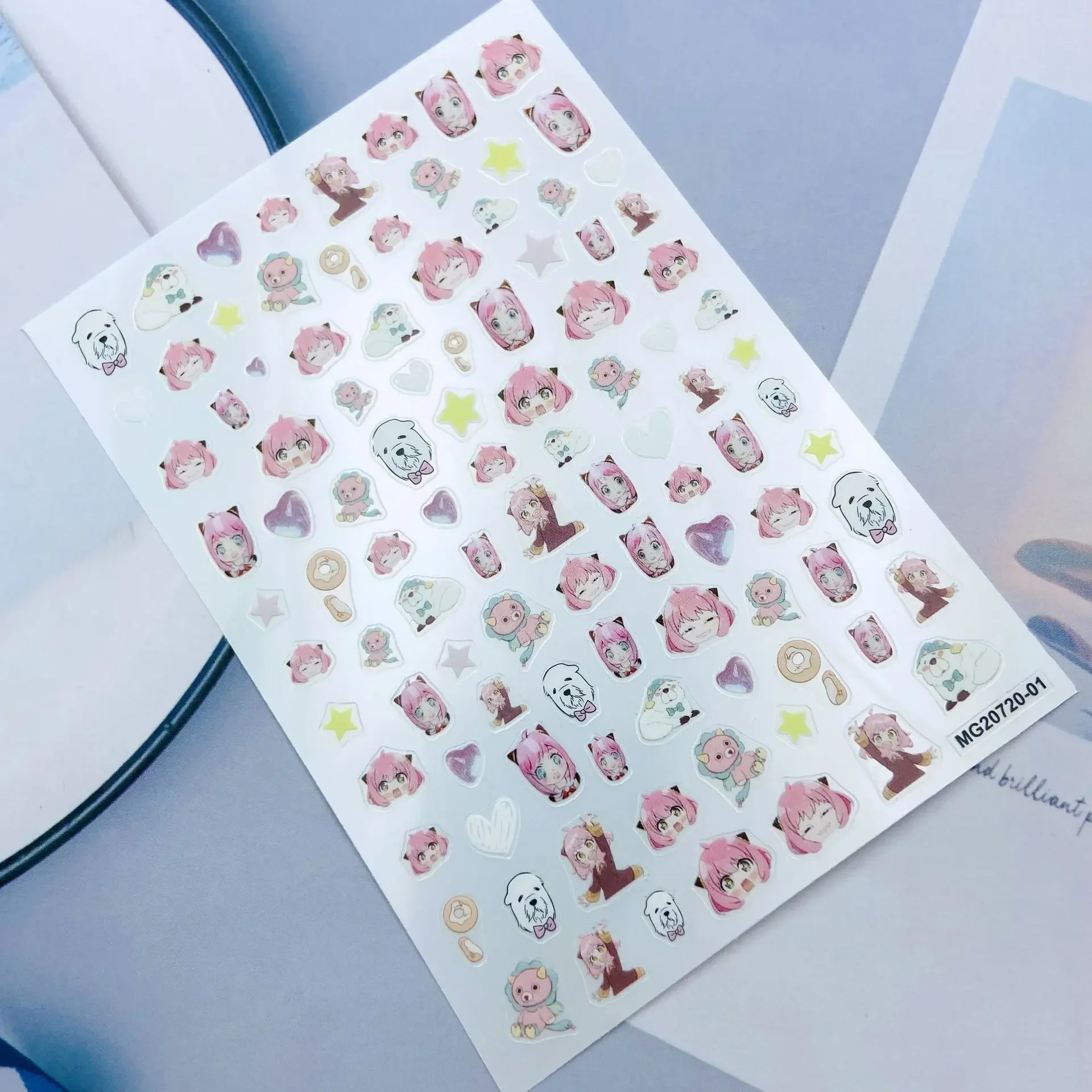 Anya Forger Chibi Pretty Kawaii Nail Stickers Anya Peek Star Nail Art Creative Accessories Heart Nails Decal Decoration
