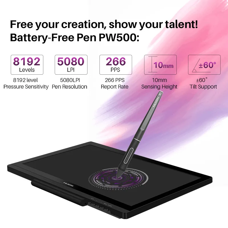 HUION Kamvas 20 19.5 inch Battery-free Graphics Tablet Monitor IPS With AG Glass 120%sRGB Pen Tablet Monitor