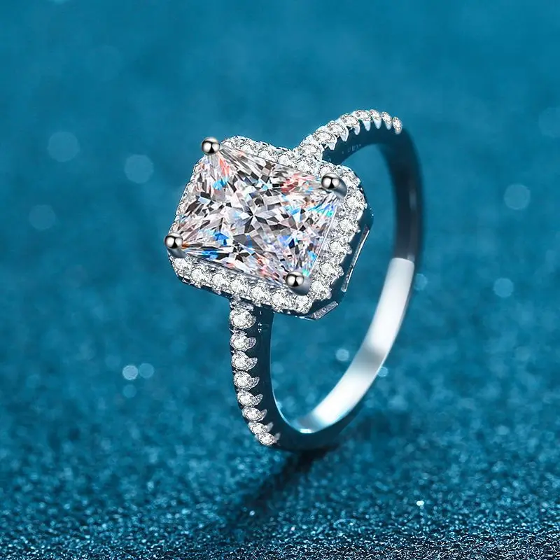 W. Crushed Ice Cut 1ct 2ct Moissanite D Color Gemstone  925 Sterling Silver Engagement Ring for Women Jewelry Gift 4
