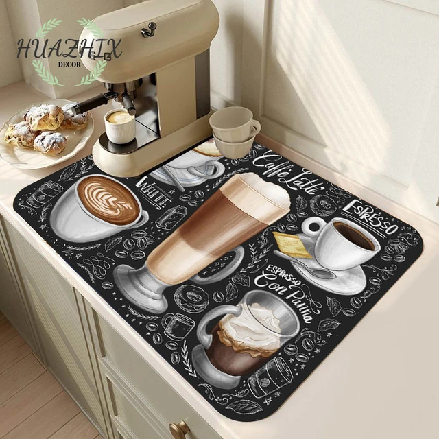 Latte Coffee Bar Mat Kitchen Placemat Coffee Maker Mat 