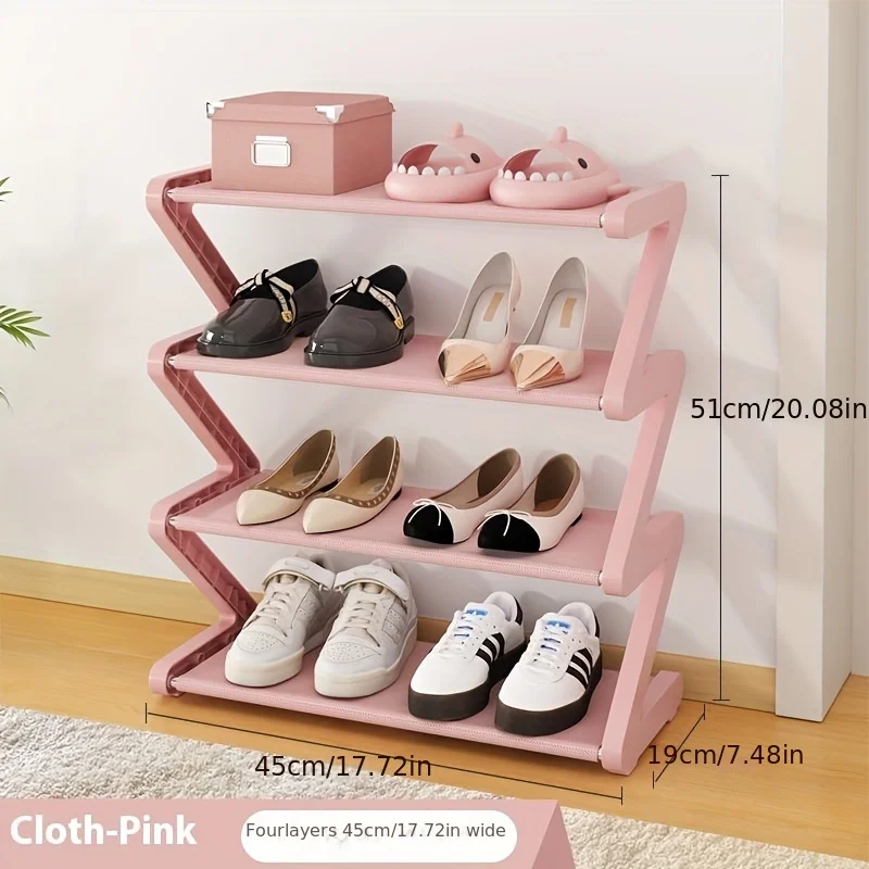 4-Tier Plastic Freestanding Shoe Rack-Easy Assembly, No-Tool Installation, Stackable Storage Shelf for Living Room & Dorm Room