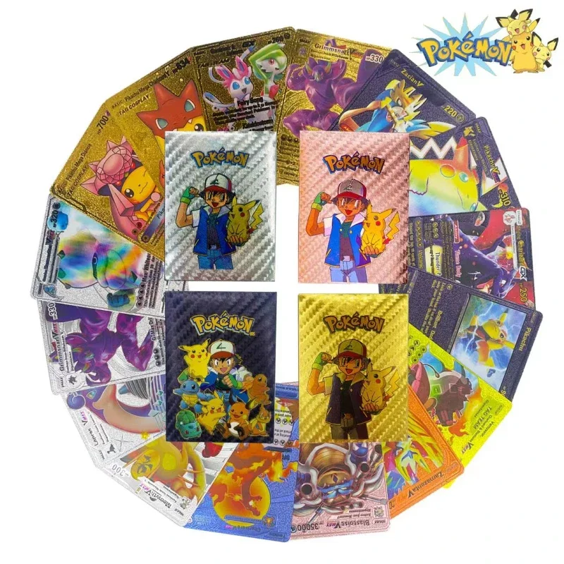 

2023 TAKARA TOMY Colourful Pokemon Español Gold Foil Karty Pikachu Flaming Dragon Card Children's Collection Toy Christmas Gifts