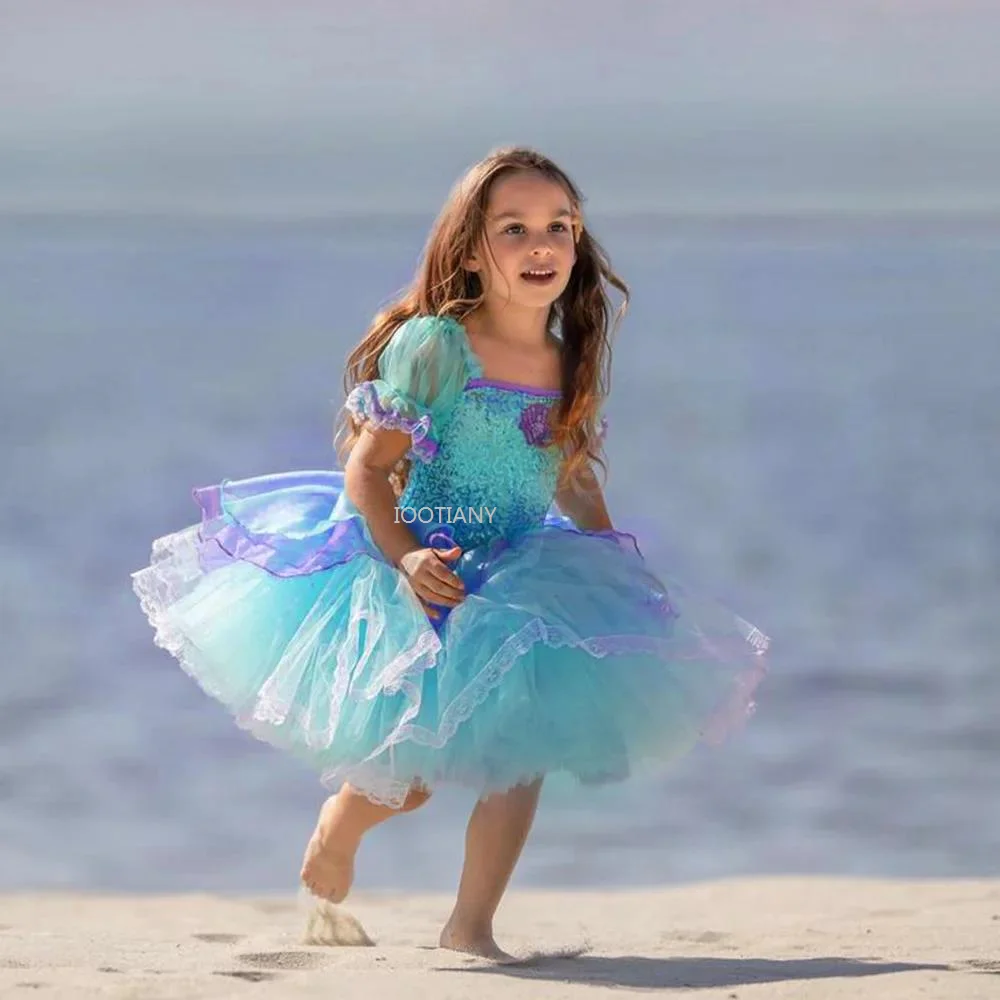 Baby Mermaid Prom Dresses Festa Di Compleanno Costume Cosplay Little Mermaid Princess Dresses Kids Summer Dress For Girls