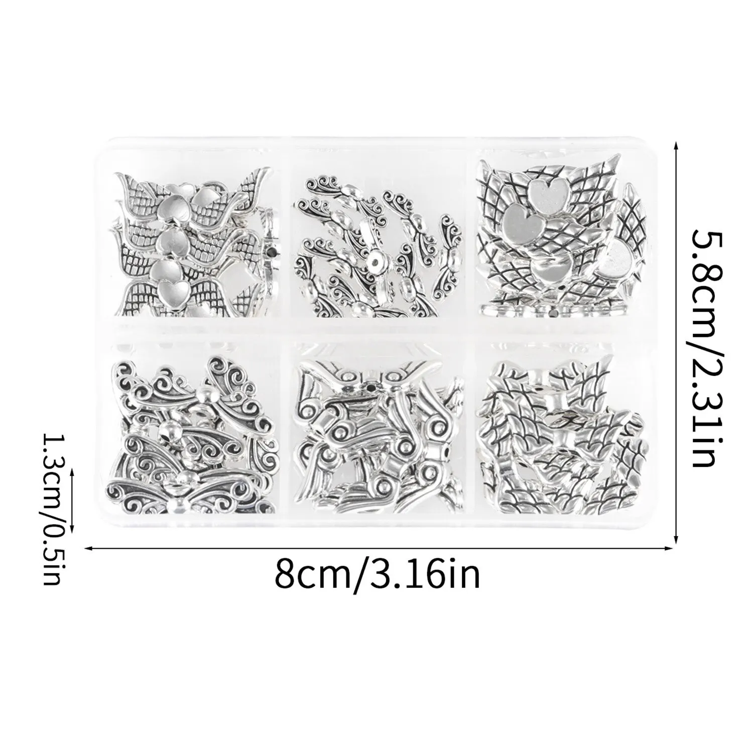 SUNNYCLUE - 1 Caja De 30 Abalorios De ángel, Abalorio De Alas De ángeles De Navidad, Abalorio De Vidrio Facetado, Perlas De Imitación, Abalorios De