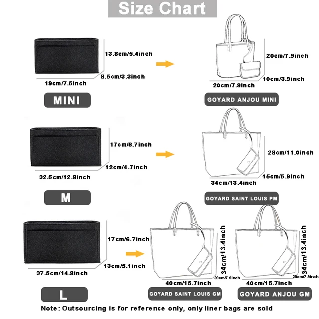 Tote Bag Organizer For Goyard St Louis GM Bag with Double Bottle Holde