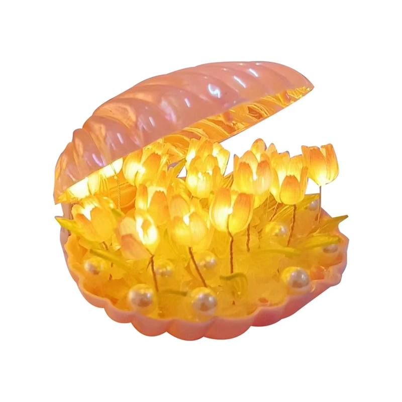 

DIY Shell Tulip Night Light Handmade DIY Tulip Girl Living Room Night Light Desktop Light Romantic Ambient Lamp Easy To Use Pink