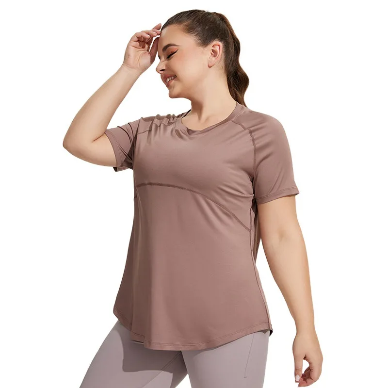 Sports T Shirt Oversized Quick Drying Yoga Sports Top Slim-fitting Breathable Short Sleeve Running Fitness For Women Large Size