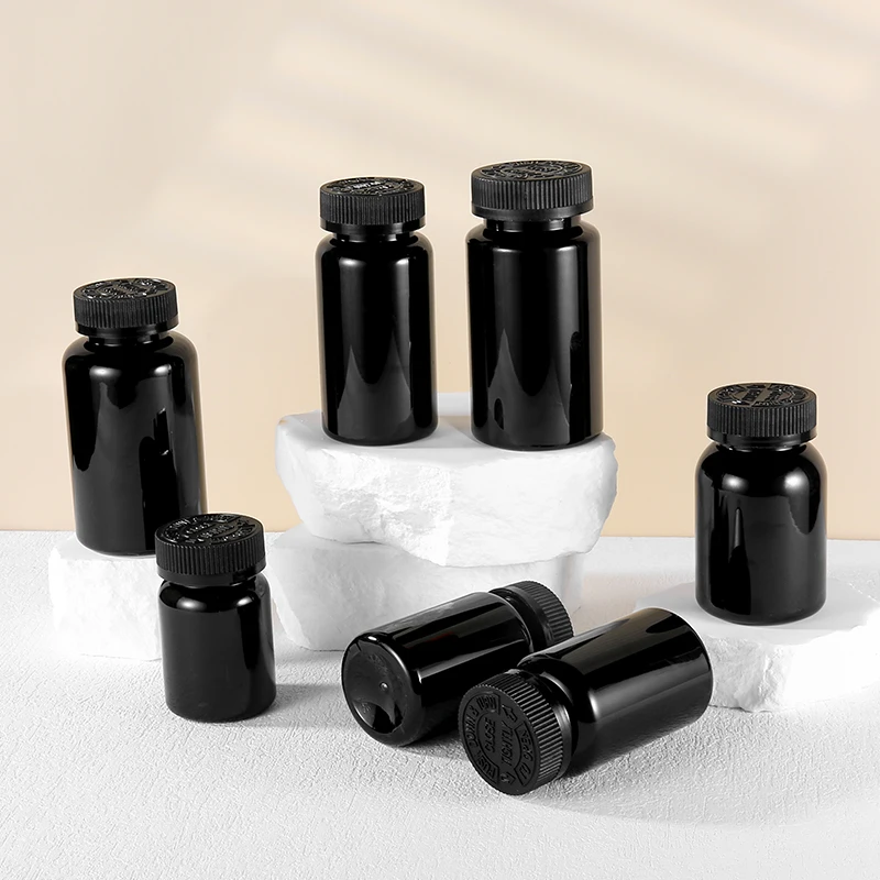 10 pcs black medical grade medicine transparent medicine bottle vases vintage Ready to Stock