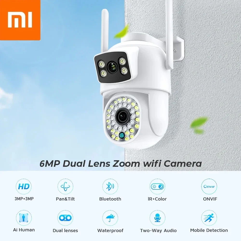 

Xiaomi Wi-Fi камера наружного наблюдения для дома IP CCTV с двумя объективами цветное ночное видение автоотслеживание безопасность iCSee