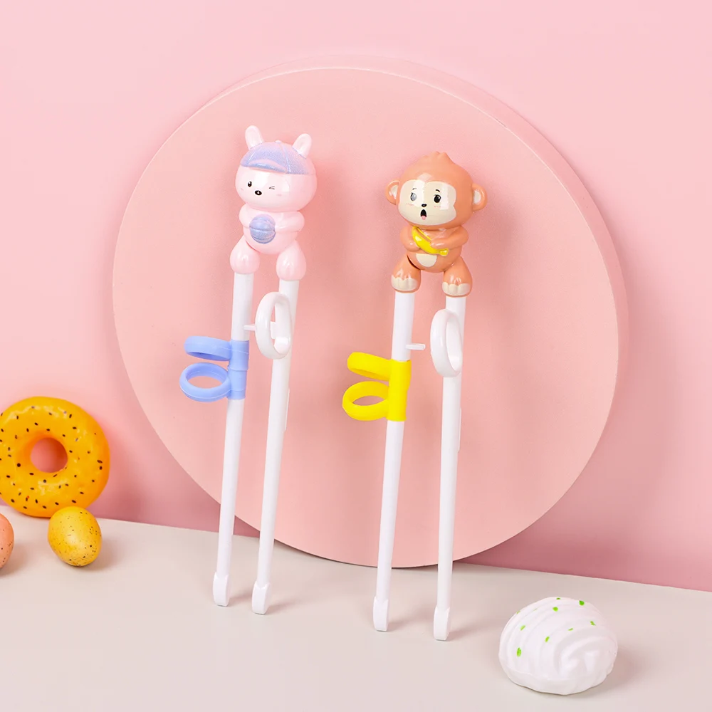 1 Pair Baby Learning Training Chopsticks Cartoon Animal Beginner Chopstick Tableware Kids Eating Training Helper Baby Tools