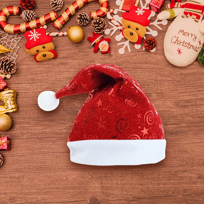 New Cute Santa Hat Clouds Stars Bronzing Christmas Party Hat for Adult Holiday Cosplay Costume Props Accessory