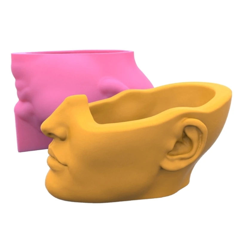 Human Face Art Silicone Pot Mold Succulent Flowerpot Clay Cement Plaster Molds DIY Home Garden Flower Pots Mould