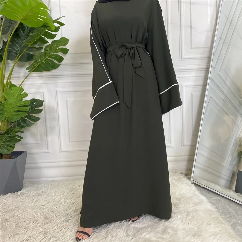 Ramadan Eid Plain Abaya Dress Turkey Muslim Hijab Robe Islamic Clothes Belt Abayas for Women Kaftan Vestidos Arabes Dubai Jilbab