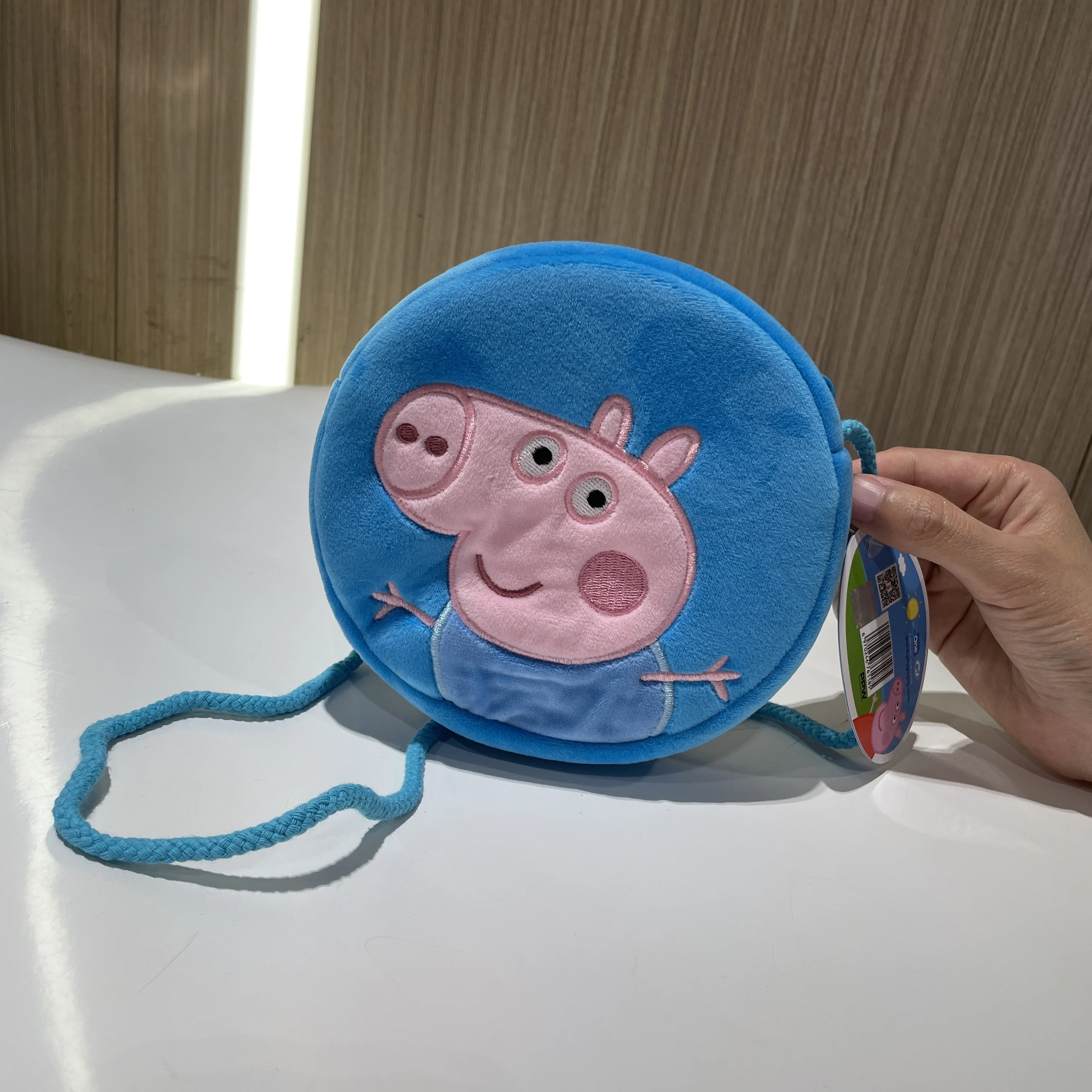 16cm New 100% Genuine Peppa Pig Plush Pink Blue Round bag