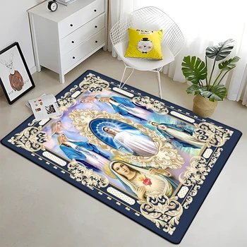 Jesus Virgin Maria Believer Pray Mat Believer Carpet for Living Room Bedroom Decorative Door Mat Anti-Slip Yoga Mats Area Rug