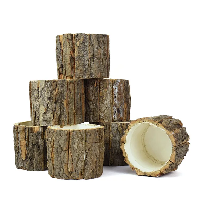 Kéreg Virágcserép Fa Csonk Virágcserepült Ültetvényes Tartók Otthoni Beltéri Kültéri Kerti Növény Bonsai Esküvői Dekorációs Kellékek