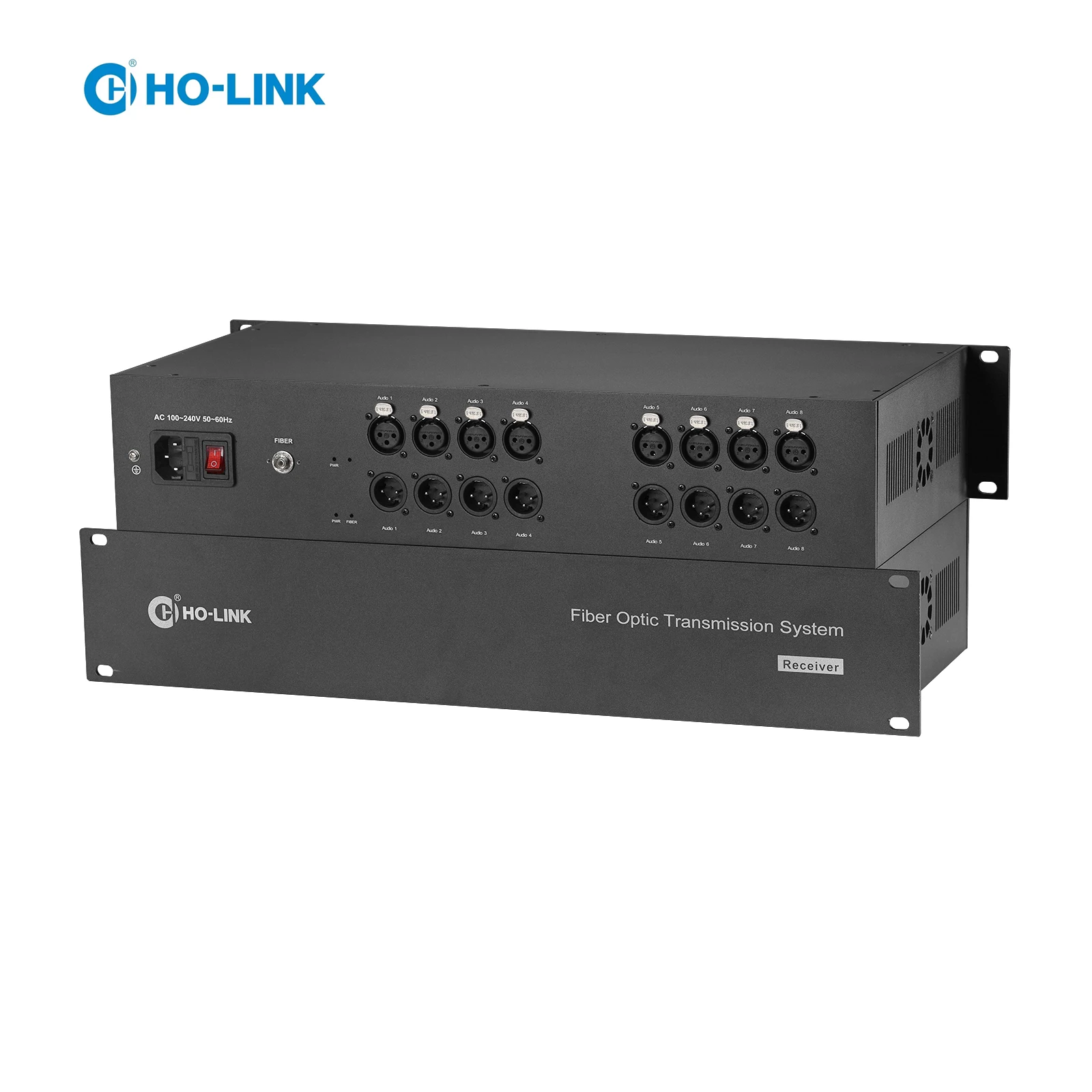 8-ch unidirectional/forward xlr analog audio to fiber optic transmitter and receiver analog audio to fiber converter