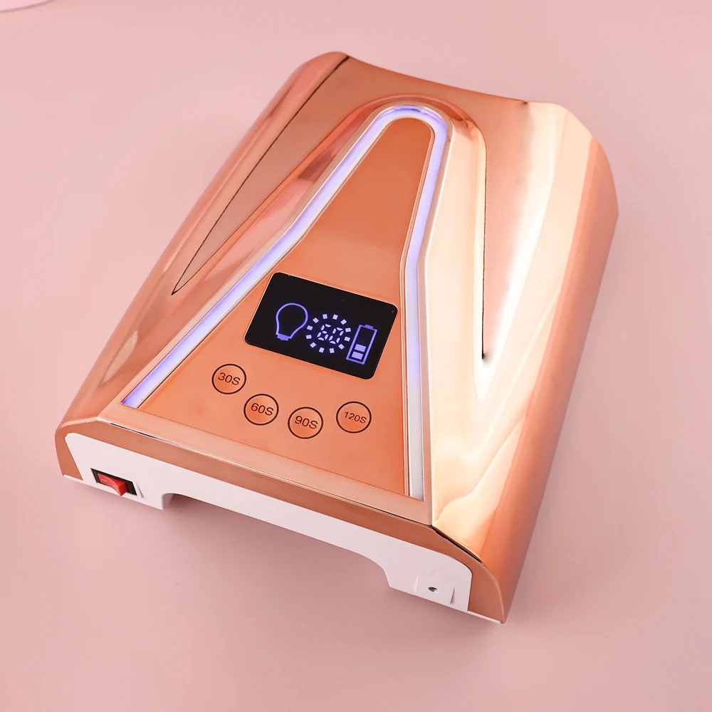 미러 인테리어 128W 고출력 무선 UV LED 네일 램프 큐어 충전식 그라데이션 네일 드라이어 (폴리쉬 경화용 무선)