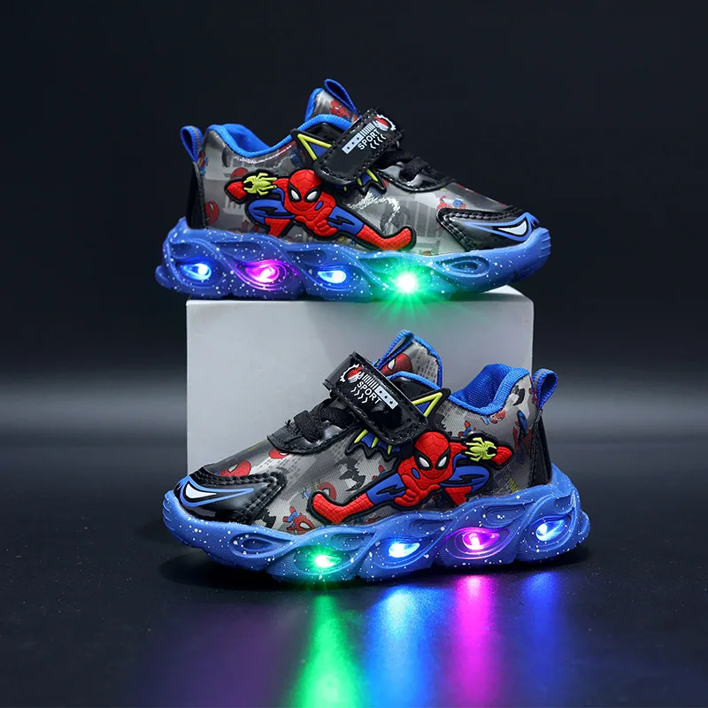 Hot Spiderman Kids Boys Sports LED Sneakers tenis Children Glowing Kids Shoe Chaussure Enfant Girls Shoe With light