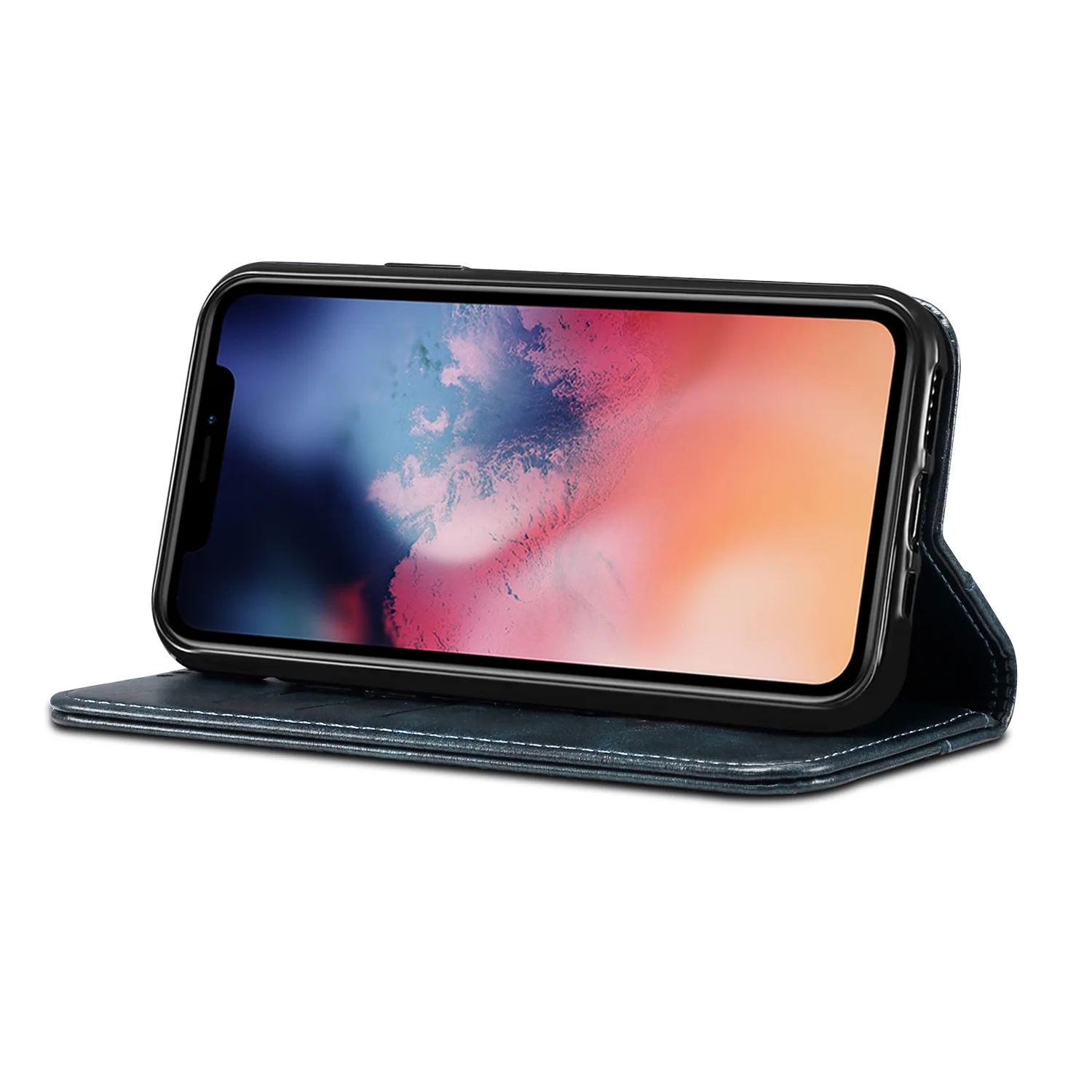 Luxury Business Leather Wallet Case For Iphone X Xr 8 7 Plus Flip Vintage Case Cover Leather For Iphone 14 13 12 11 Pro Max Mini