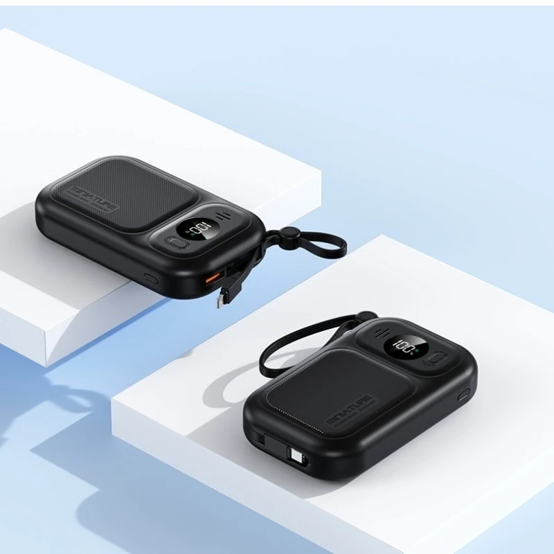 Large Capacity Digital Mini 10000mAh Mobile Power Bank with Built-in 22.5W Fast Power Bank Cable 5