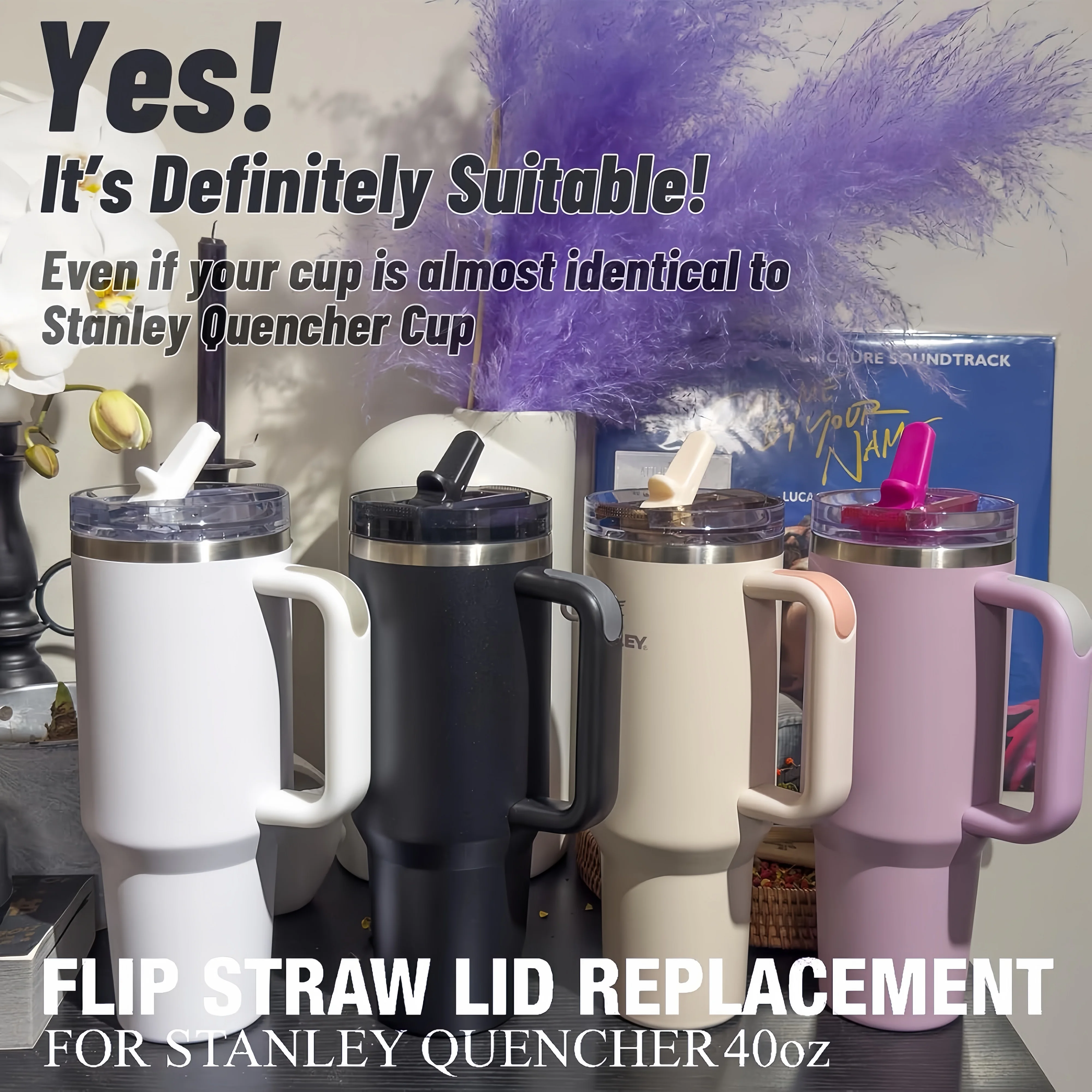 4-Pack Stanley Tumbler Lid Gaskets & Straws - Leak-Proof Seals For 40oz Adventure Quencher H2.0 & IceFlow