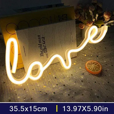 decorative night lights LED Neon Lights Love Shape Night Light Sign Lamp (Battery box + USB) Double Powered Nightlight for Indoor Christmas Wedding best night light Night Lights