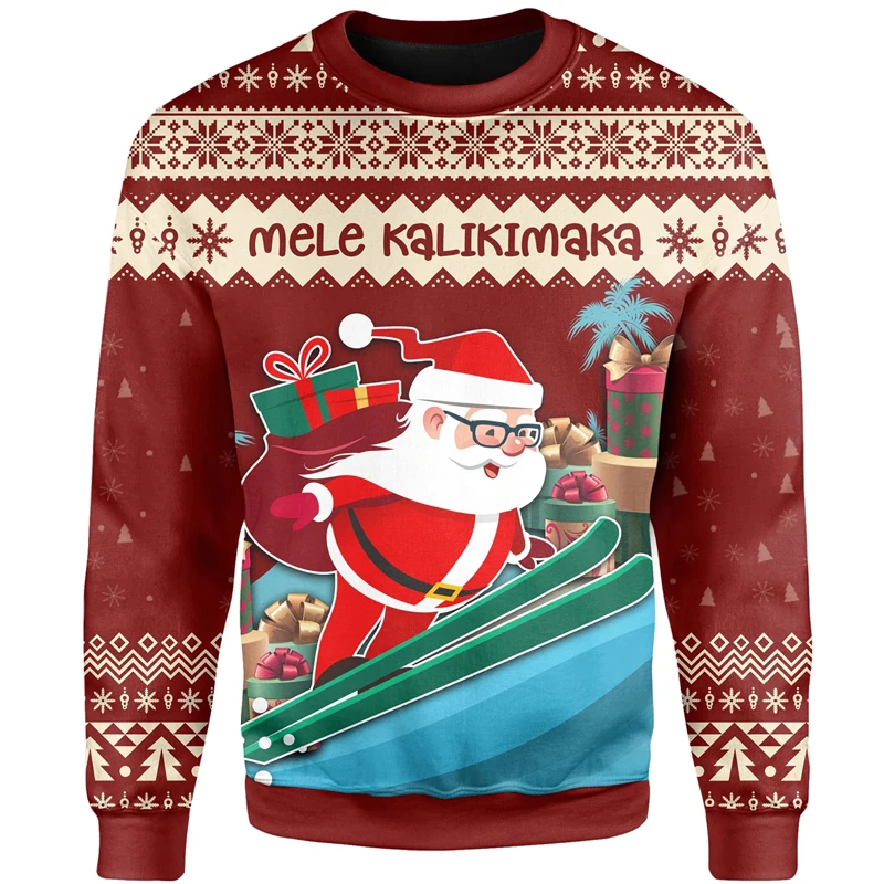 Christmas Santa Claus Pattern Sweatshirt 3d Printed Sweatshirts for Men and Women Pullovers Harajuku Unisex Tops