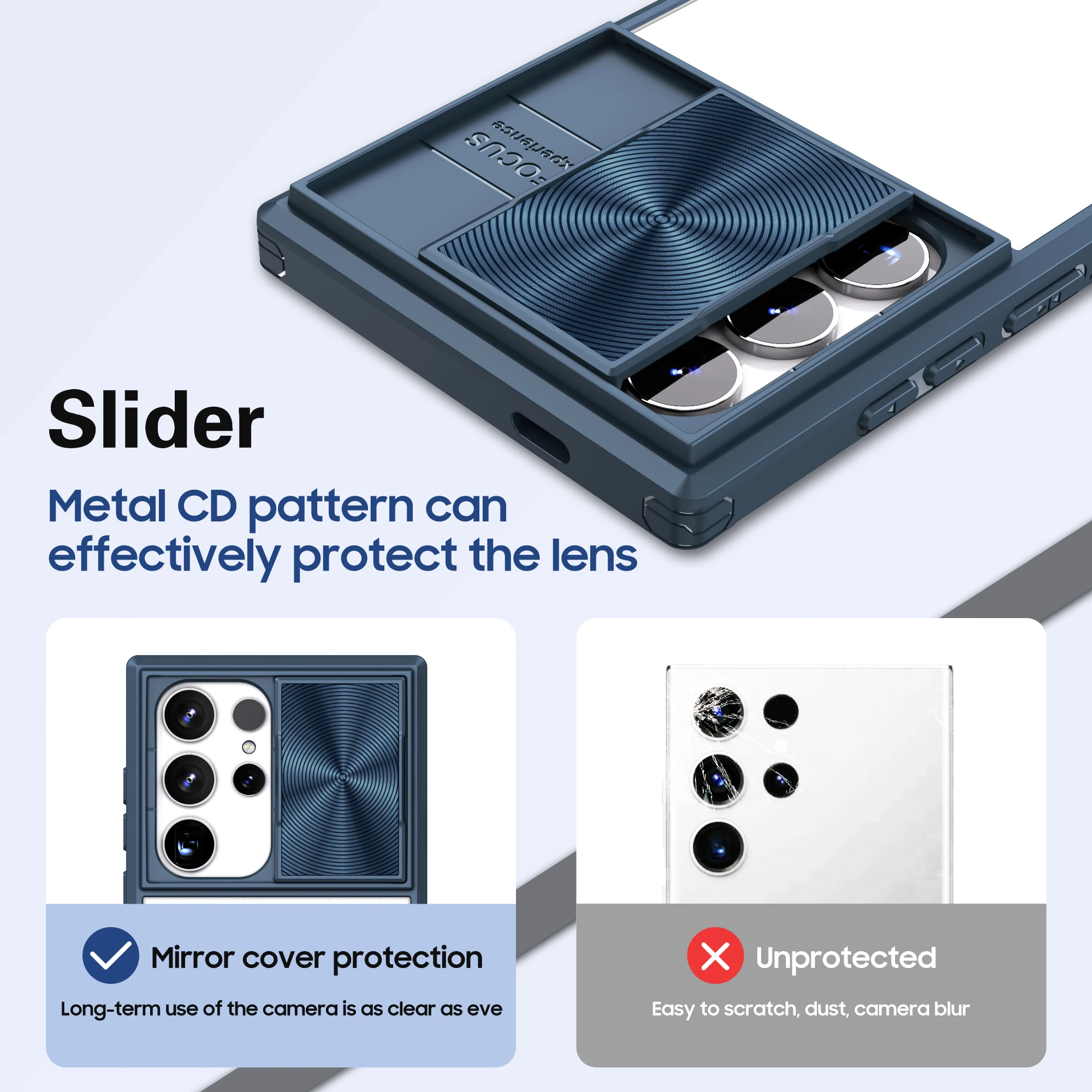 Fashion Sliding Camera Lens Phone Case - Shockproof Hard Protective Cover