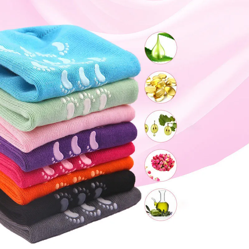 Multicolor Cotton Gauze Silicone Socks Foot Care Massage Moisturizing Feet Gel Socks Anti Cracking Foot Protection
