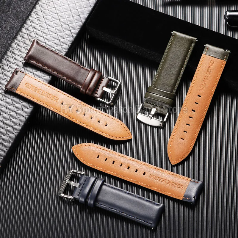 Vintage Brown Cowhide Leather Watch Band with Pin Buckle and Quick Release - Multiple Sizes Available