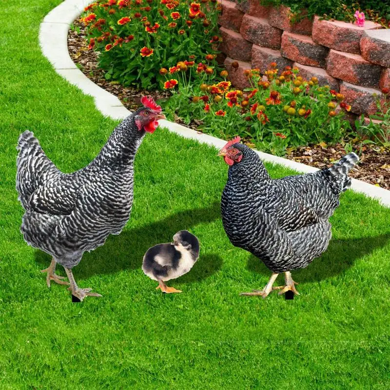 Chicken Garden Stake Decorative Garden Stakes Chicken 3X Weather-Resistant Iron Hen Chicks Spikes For Landscape Easter Kitchen