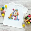Unicorn Rainbow Initial A-Z Printed Kids Shirt Child Summer T-shirt Boys Girls Short Sleeve Tops Clothes Cute Toddles Outfit Tee 1