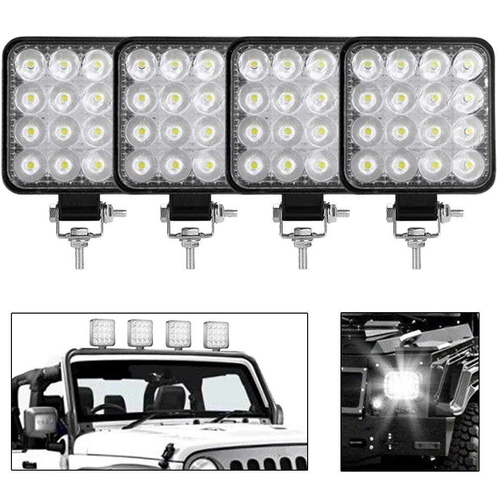 RIGIDON 2 X 4 Pouces 35W 3500LM Stroboscopique Cube Barre Led, 12V 24V Phare De Travail Led, Projecteurs Lumière Spotlight Feux De Travail Pour Offroad Voiture Camions 4x4 Tracteur, Blanc