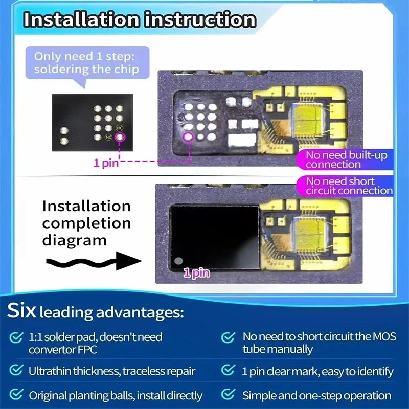 Jc Dot Projector Chip Jcid Face Universal Integrated Ic Dot Matrix Reticolo Ic Per Iphone X-12 Promax Ipad Pro 3/4 Face Id Repair