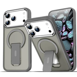 Magnetic Folding Stand Matte Bumper Phone Case with Magsafe Compatibility - iPhone 15 Plus (Gray)
