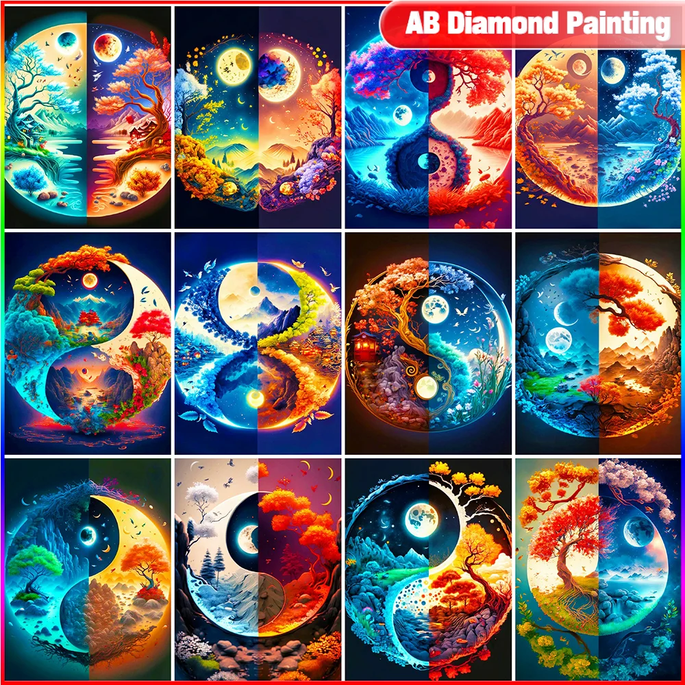 Huacan Tree of Life Diamond Painting Kits Diamond Art Round Drill 5D Moon  Diamond Painting Gem Crystal Painting Full Drill for Adults Wall Decor